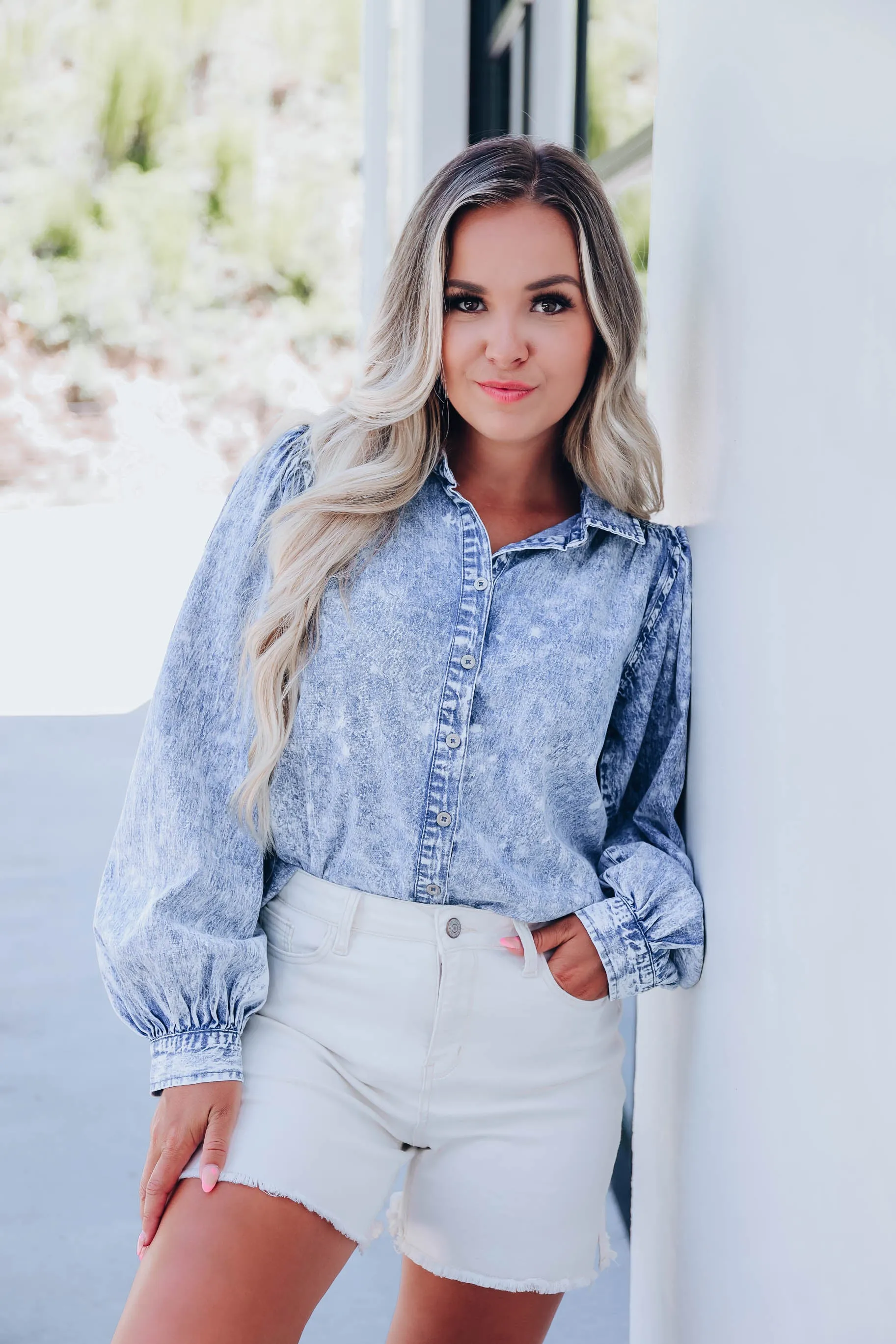 Bertie Vintage Wash Denim Shirt - Blue
