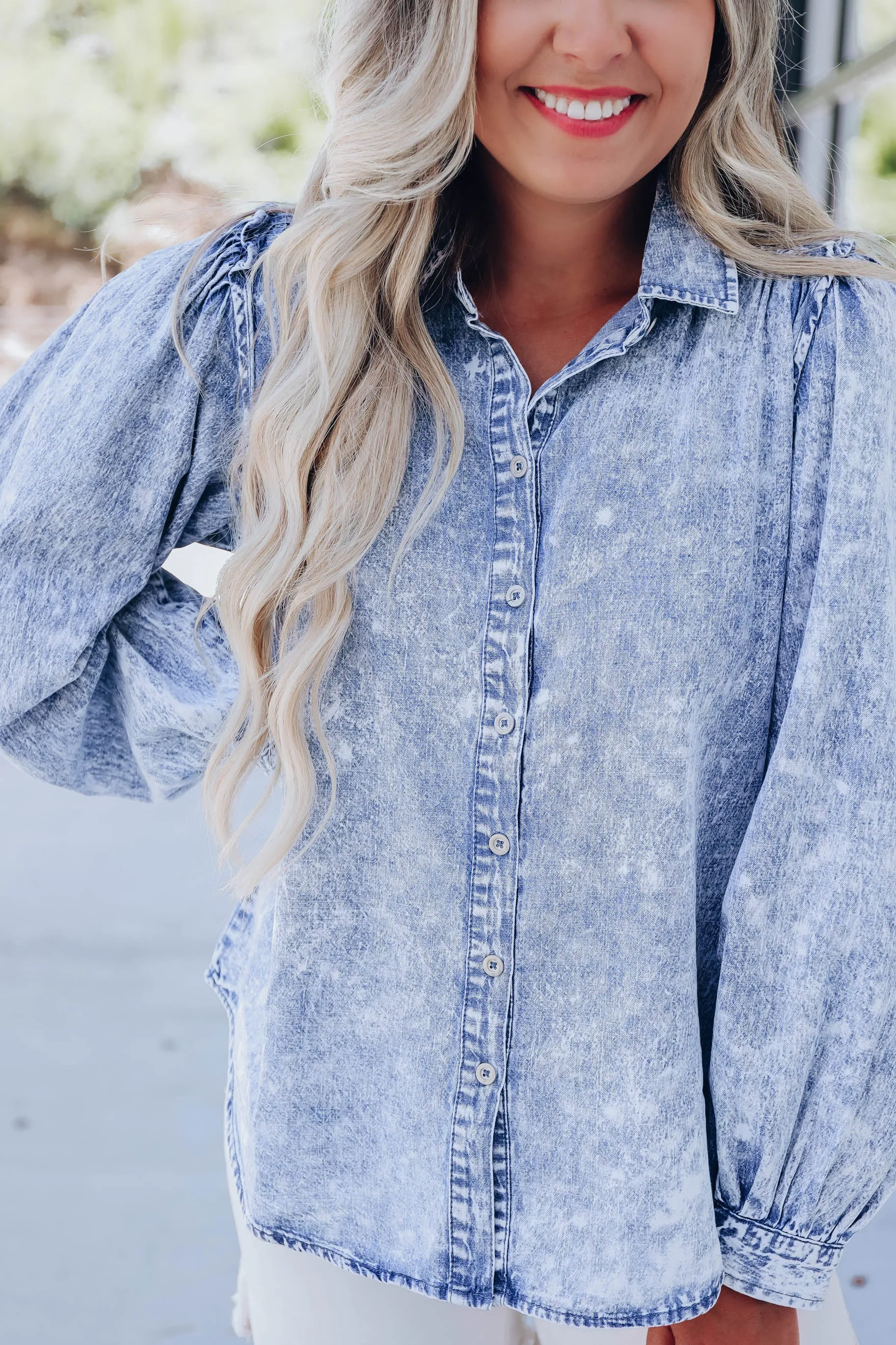 Bertie Vintage Wash Denim Shirt - Blue