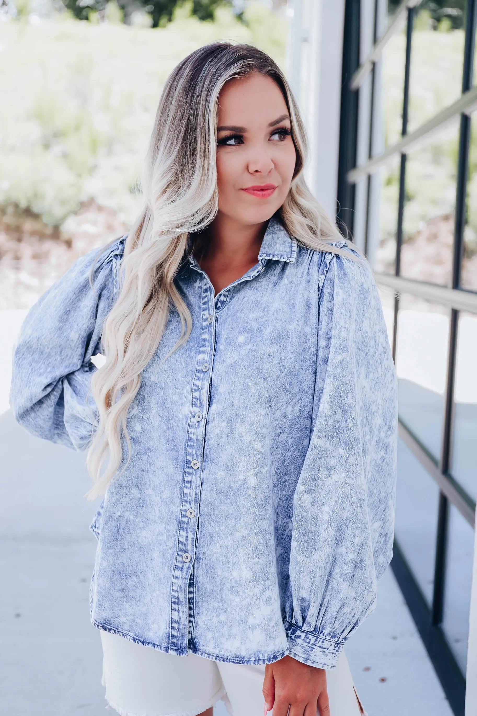 Bertie Vintage Wash Denim Shirt - Blue
