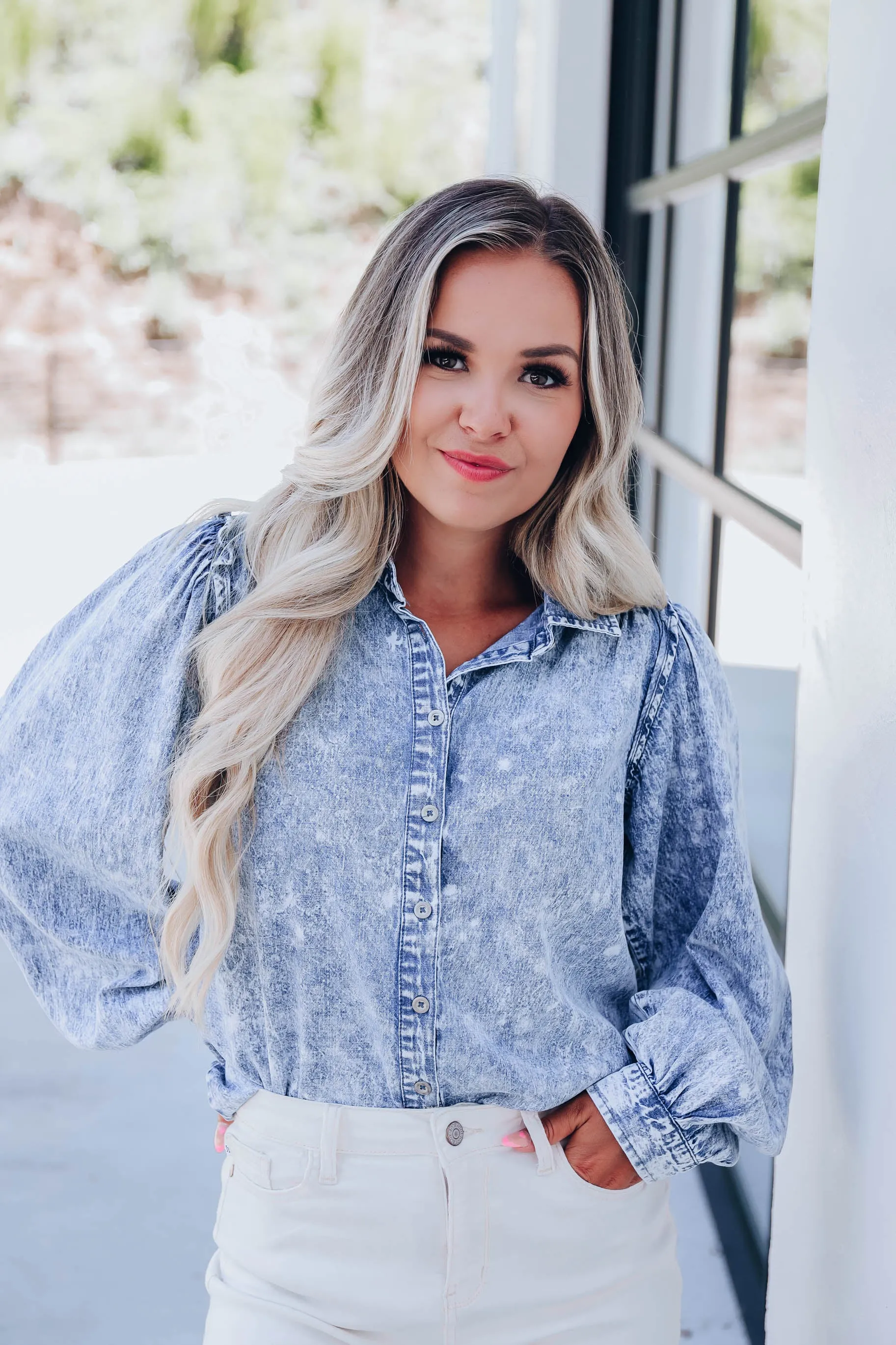 Bertie Vintage Wash Denim Shirt - Blue