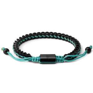 Black Woven Chain Bracelet in Turquoise