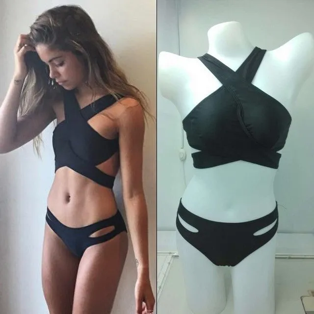 Black wrap swimsuit
