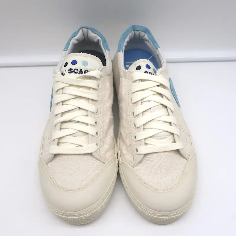 BluScarpa La Tennis 16 Low Top Sneakers Cream Canvas & Blue Suede Size 8 NEW