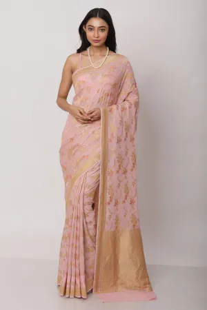 Blush pink Benarasi Georgette Saree