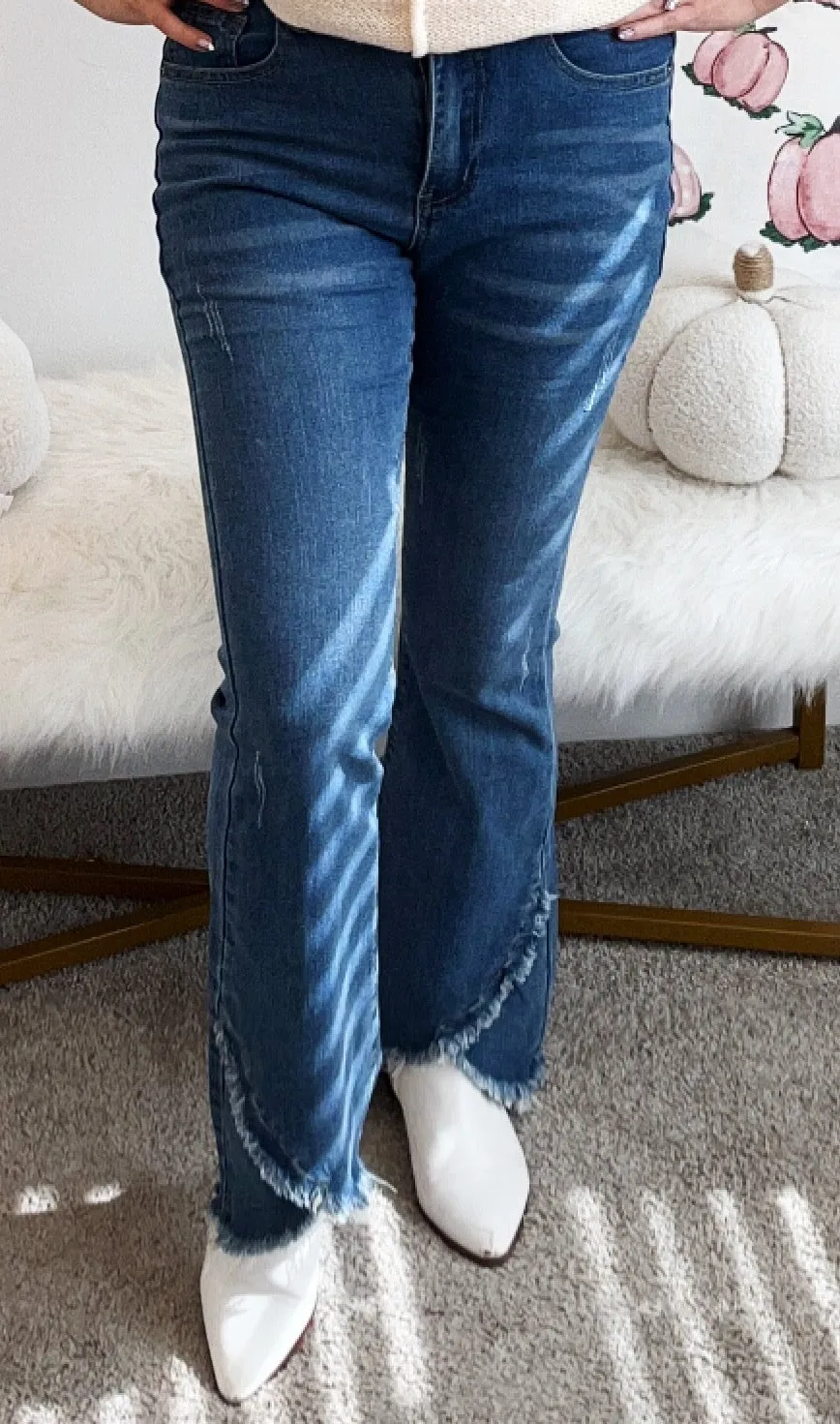 Bootcut Frayed Jeans