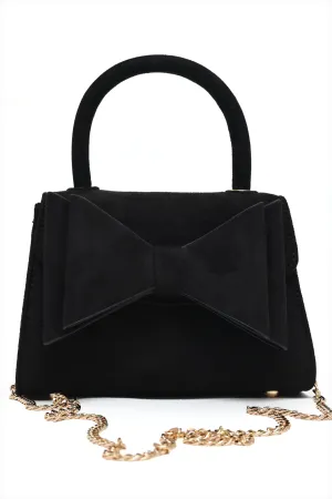 Bow Detail Leopard Bag-Black