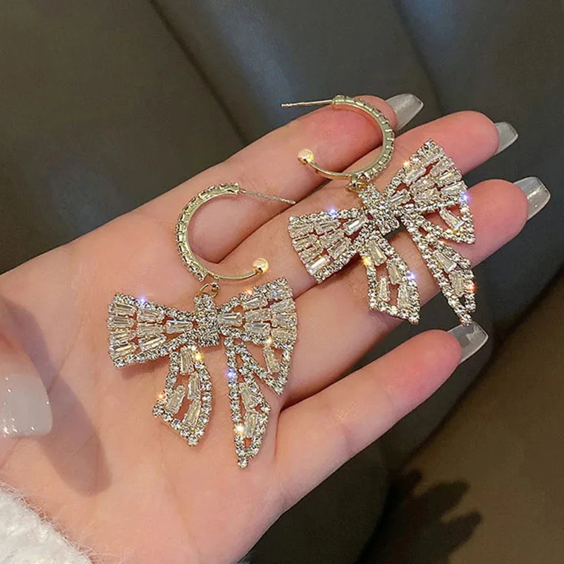 Bow Pendant Gold Plated Earrings