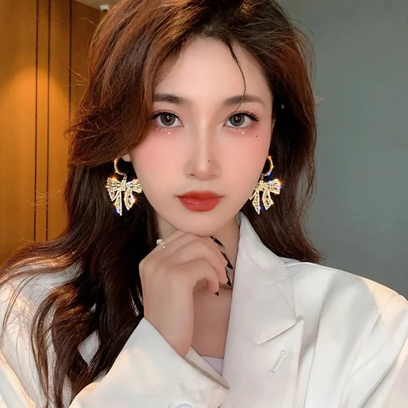 Bow Pendant Gold Plated Earrings