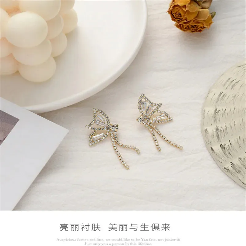 Bow Pendant Gold Plated Earrings