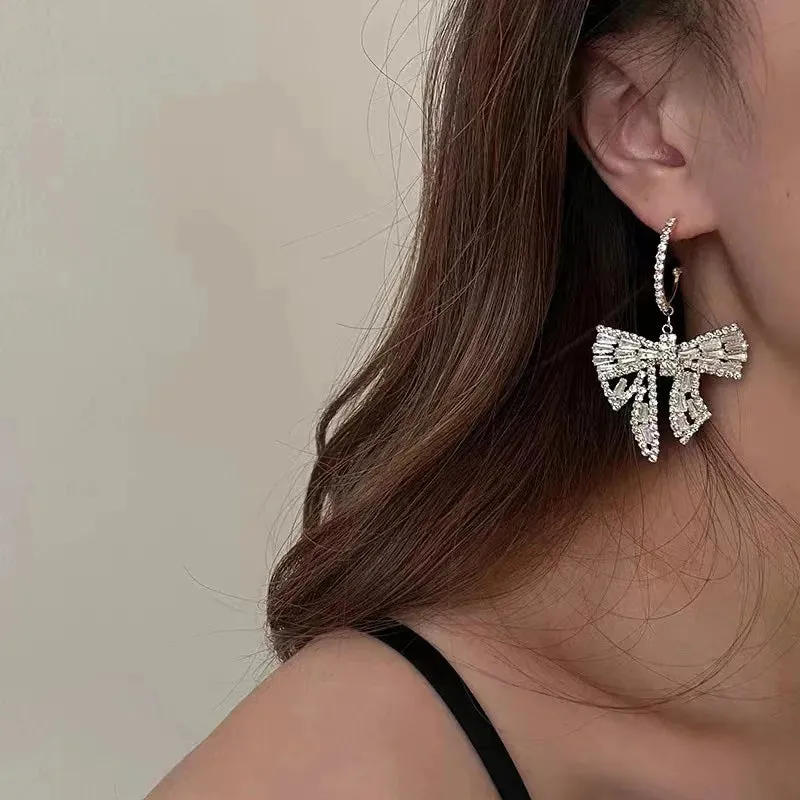 Bow Pendant Gold Plated Earrings