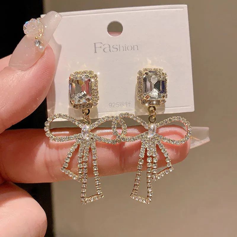 Bow Pendant Gold Plated Earrings