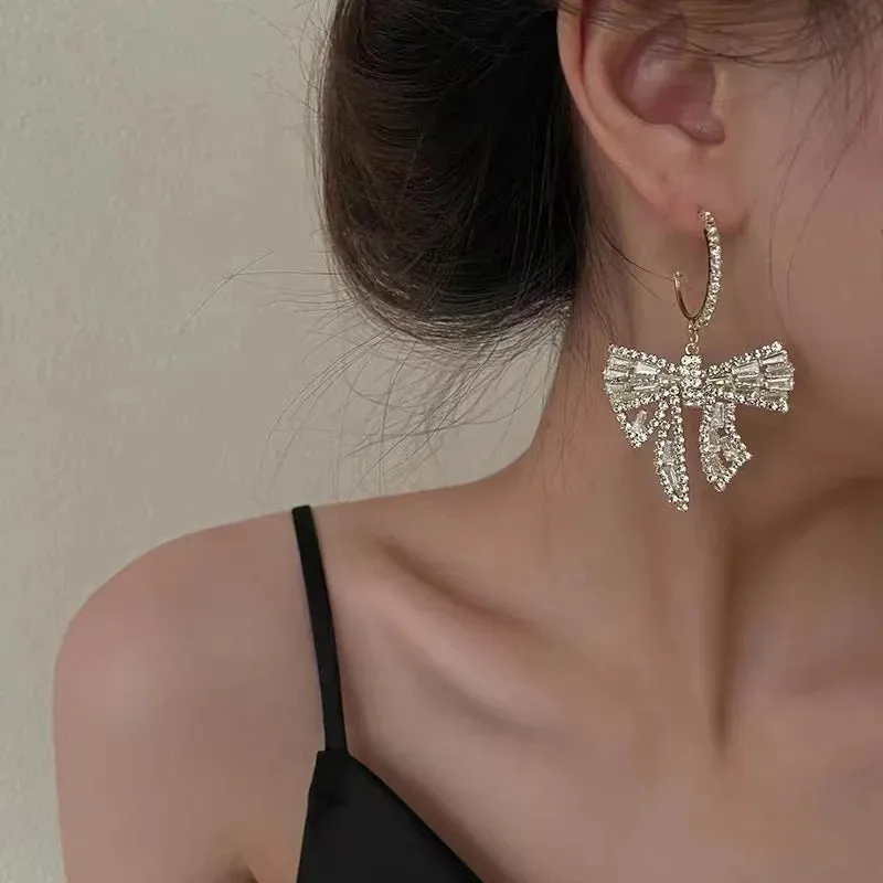 Bow Pendant Gold Plated Earrings