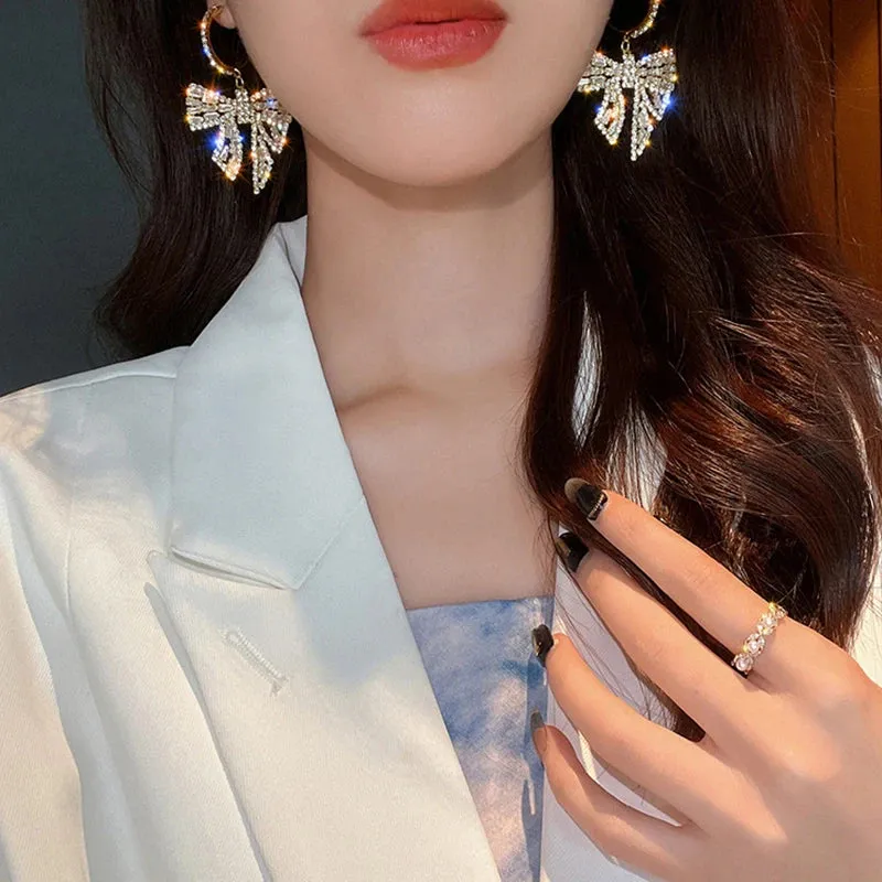 Bow Pendant Gold Plated Earrings