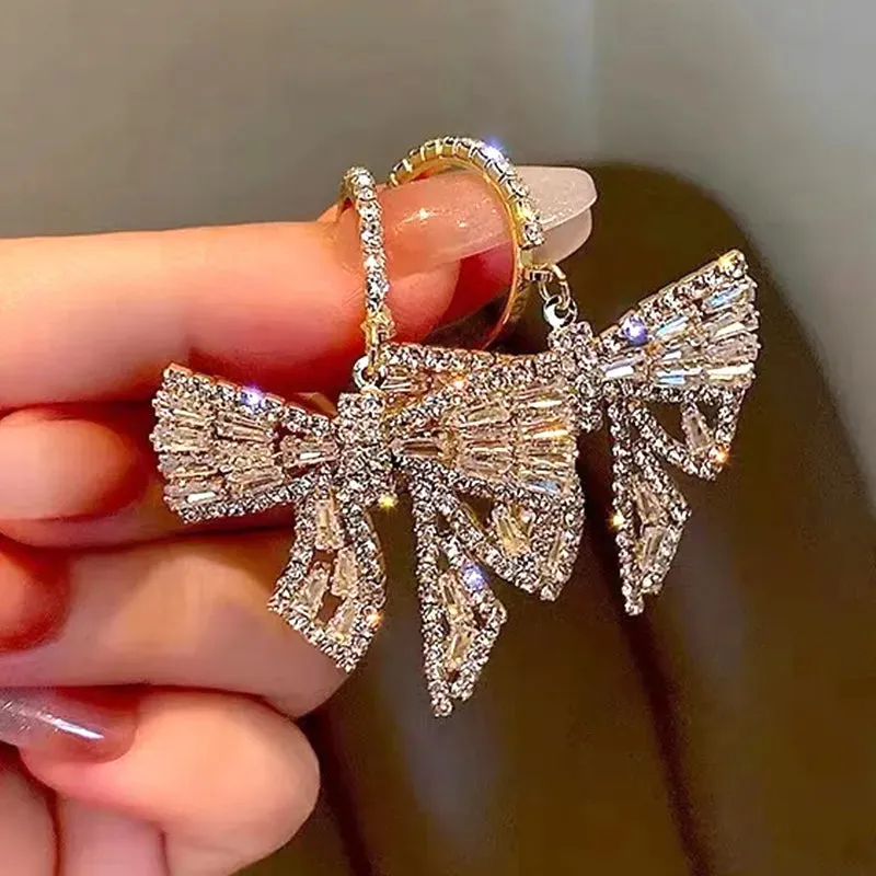 Bow Pendant Gold Plated Earrings