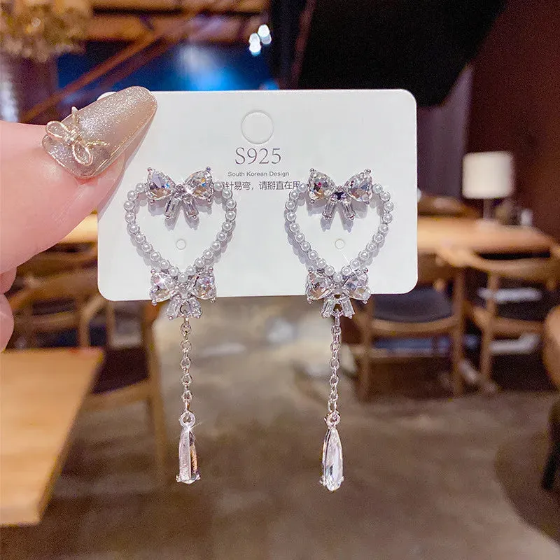 Bow Pendant Gold Plated Earrings