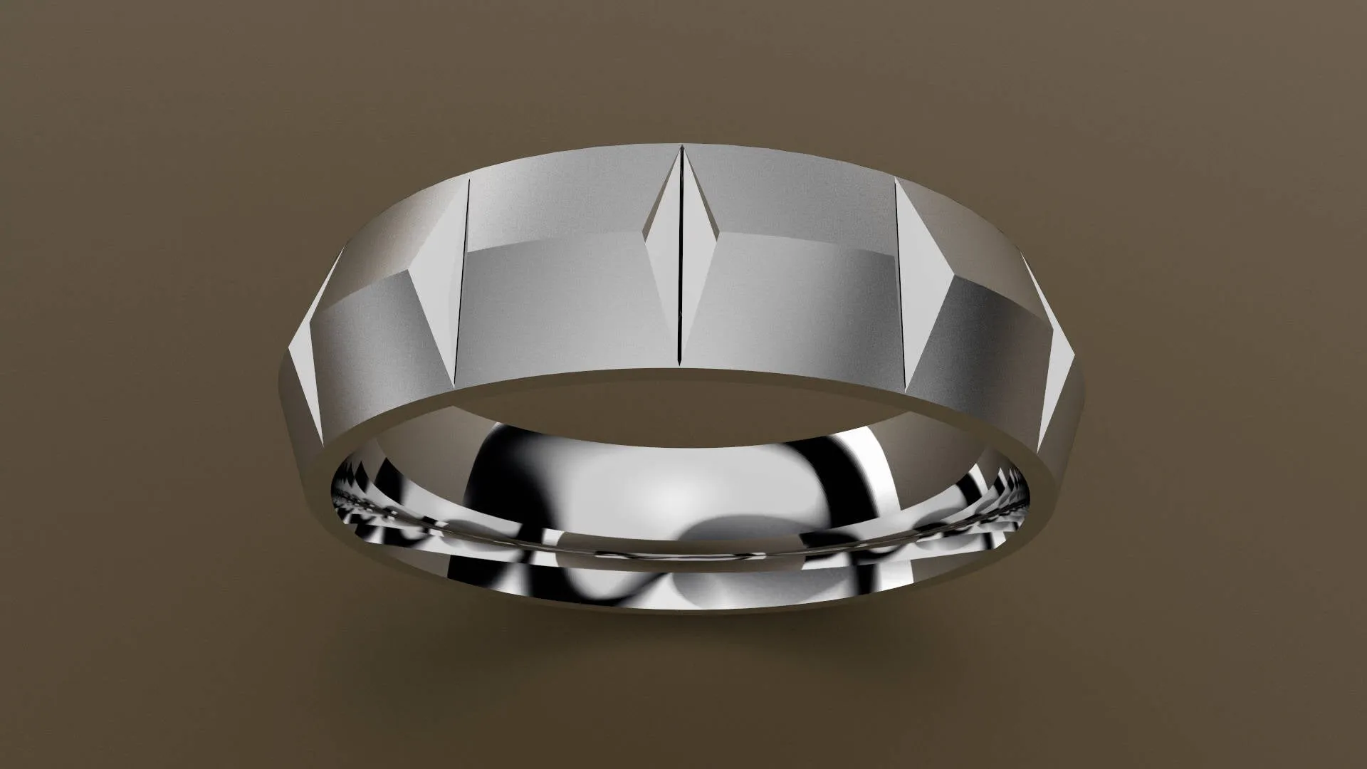 Brushed White Gold 6mm Knife Edge Segmented Wedding Band