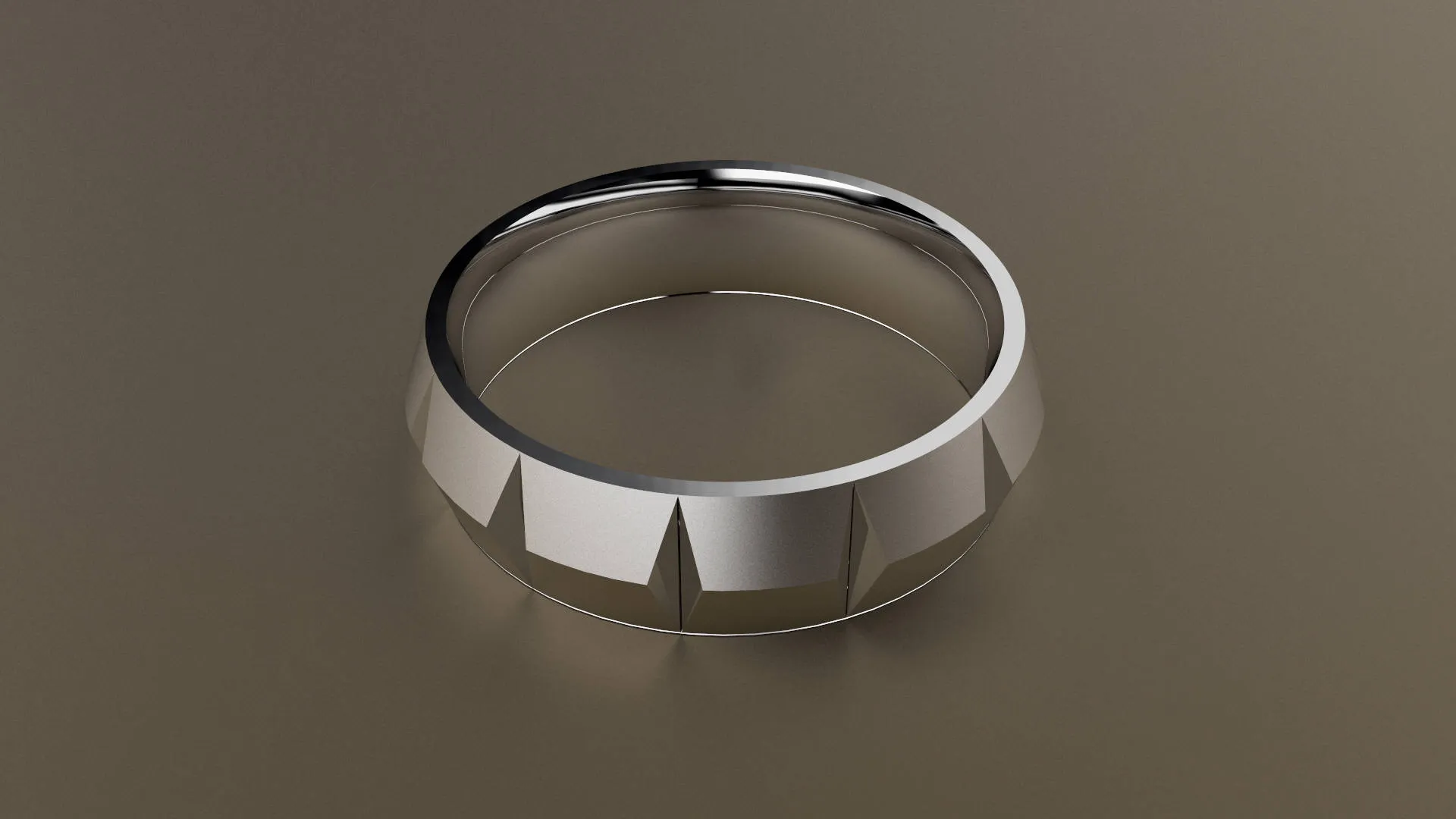 Brushed White Gold 6mm Knife Edge Segmented Wedding Band