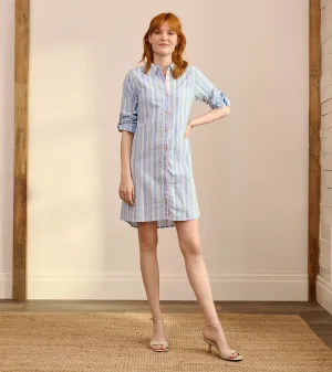 Cara Shirt Dress - Light Blue Stripes