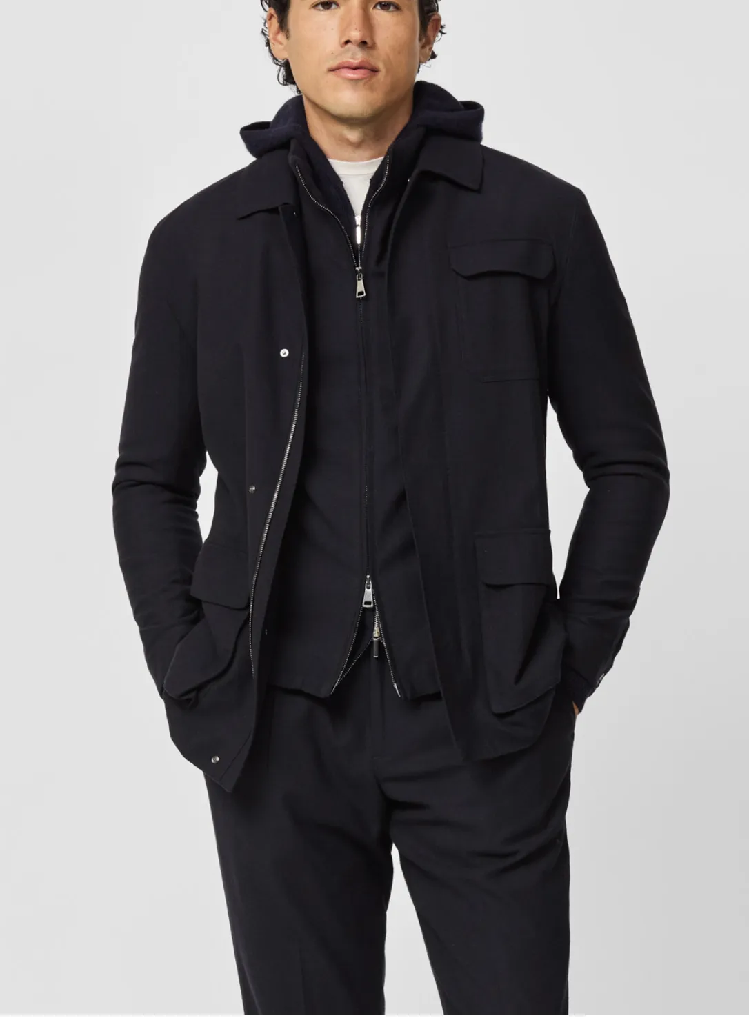 Carlo Barbera Black Wool, Lyocell & Cashmere Soft Stretch Twill