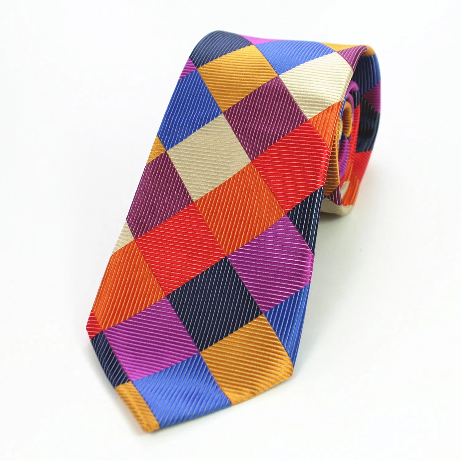 Celino Men's Neck Tie Premium European Made with Gift Box[Colorful Check]