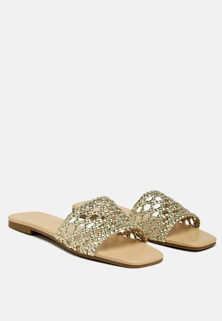 Chiara Woven Strap Slip-On Flats By Ruw