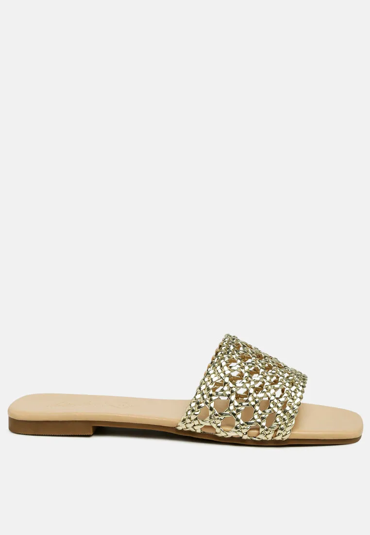 Chiara Woven Strap Slip-On Flats By Ruw