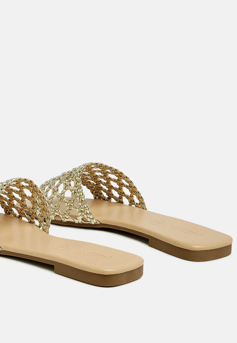 Chiara Woven Strap Slip-On Flats By Ruw