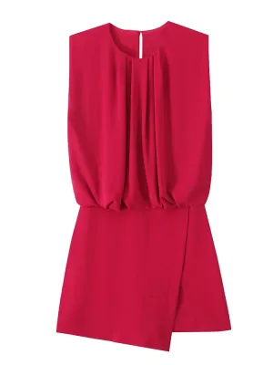Chic Round Neck Sleeveless Slim-Fit Shorts