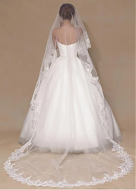 Chic Tulle Wedding Veil With Sequins Lace