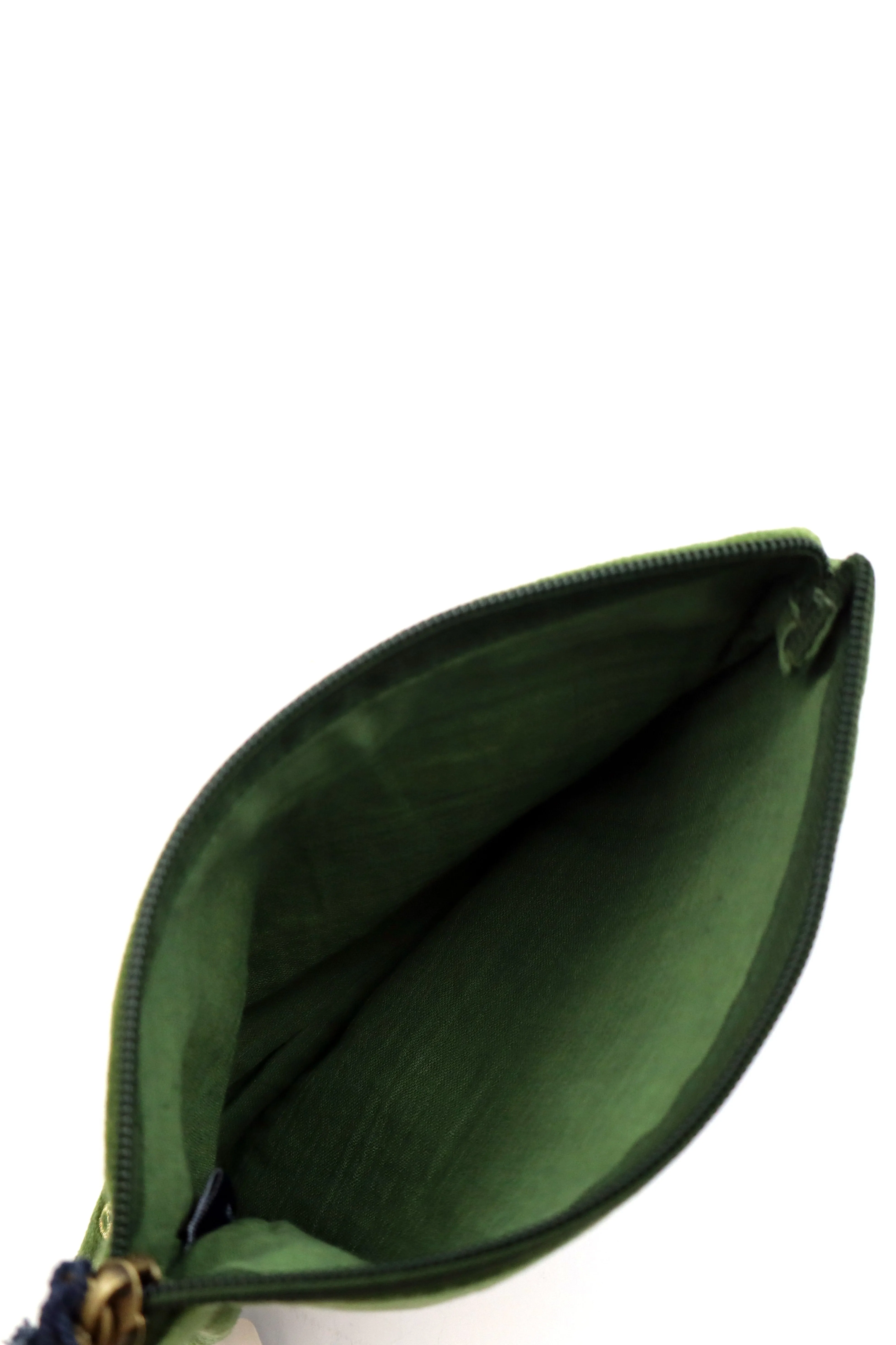 Chloe & Lex Green Velvet Bees & Dragonflies Pouch