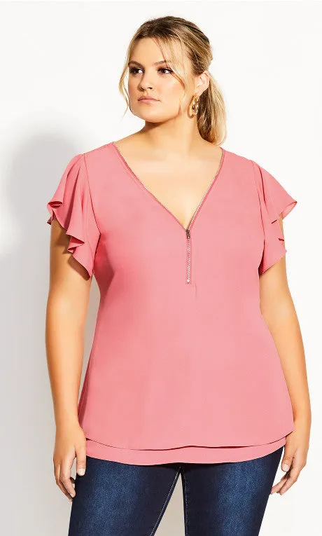 Citi Chic Zip Fling Top - Various Colours