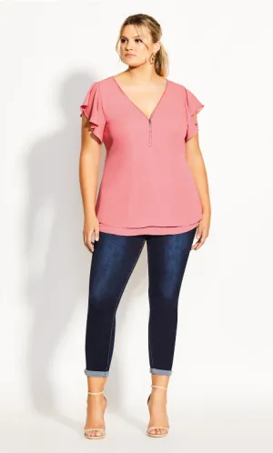 Citi Chic Zip Fling Top - Various Colours