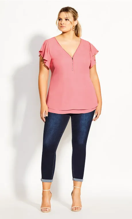 Citi Chic Zip Fling Top - Various Colours