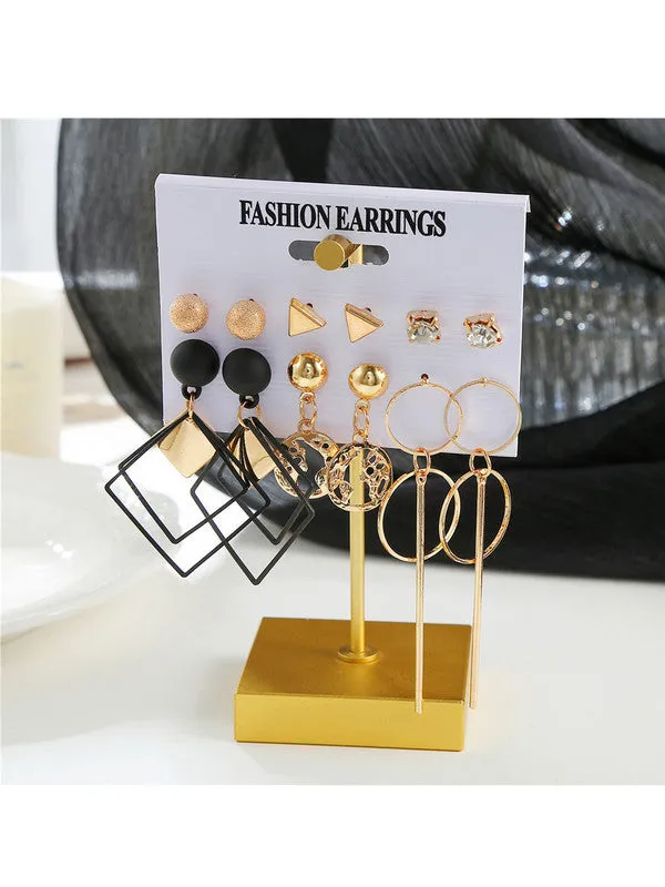 Combo of 11 Pair Pearl Drop Hoop and Stud Earrings
