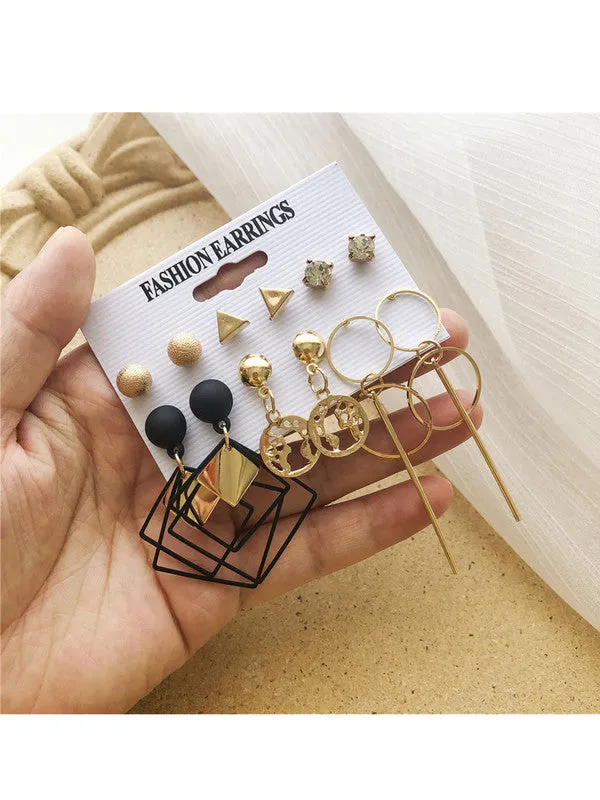 Combo of 11 Pair Pearl Drop Hoop and Stud Earrings
