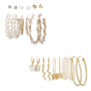 Combo of 11 Pair Pearl Drop Hoop and Studs Earrings