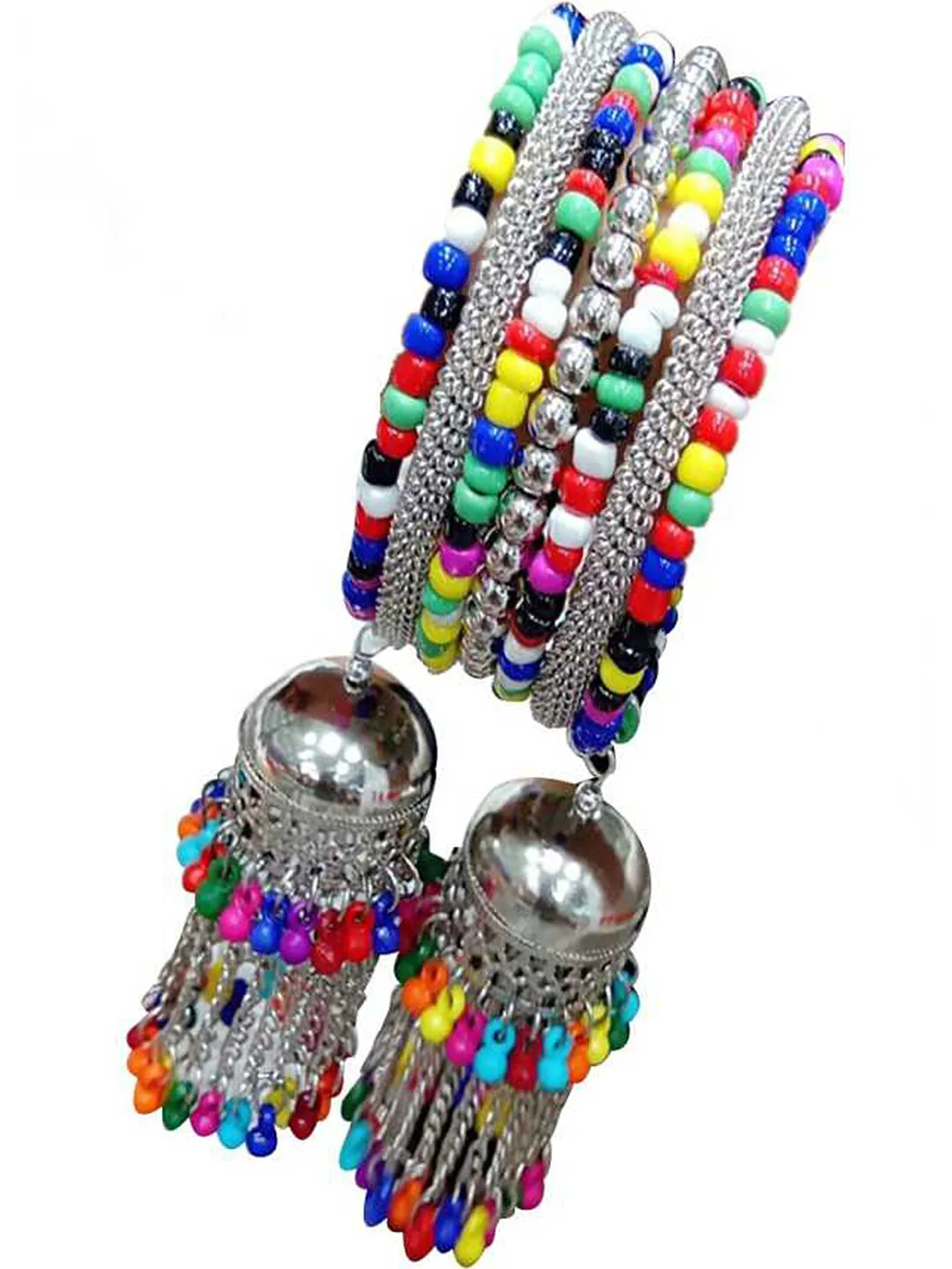 Combo of 2 Bangle Bracelet with Multicolor Beads Jhumki