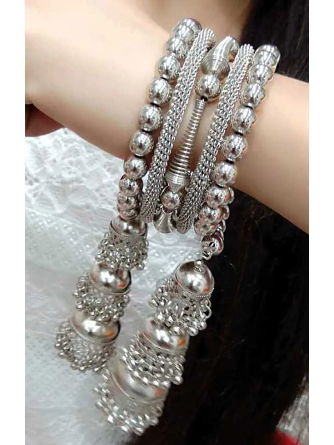 Combo of 2 Bangle Bracelet with Multicolor Beads Jhumki