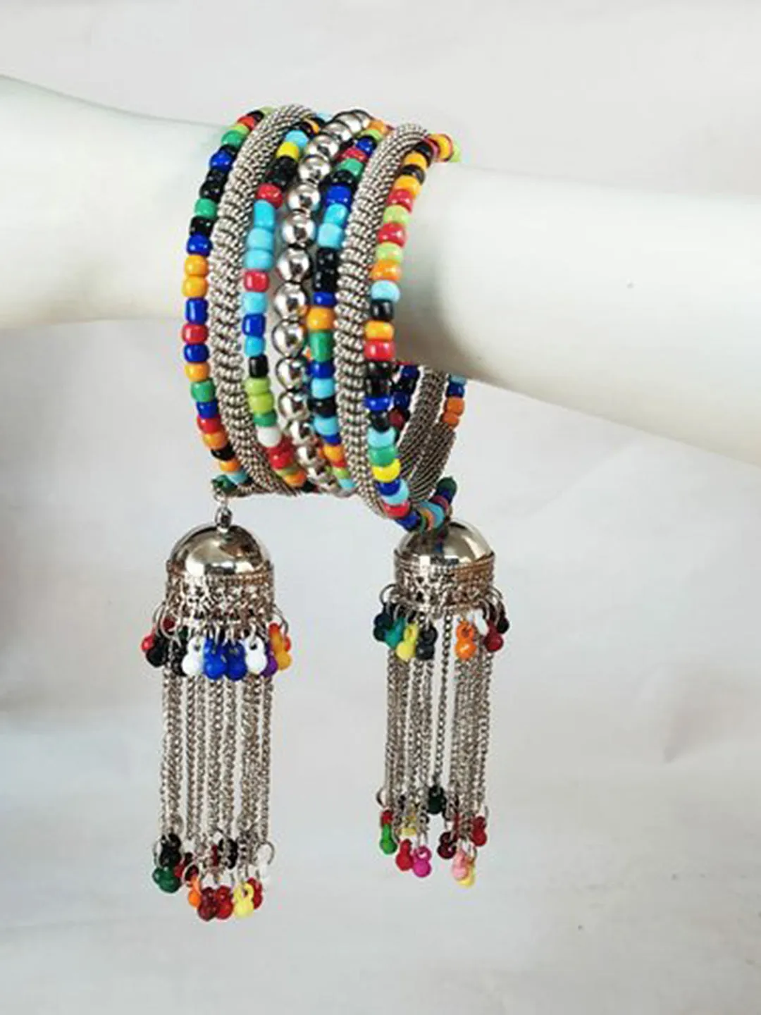 Combo of 2 Bangle Bracelet with Multicolor Beads Jhumki