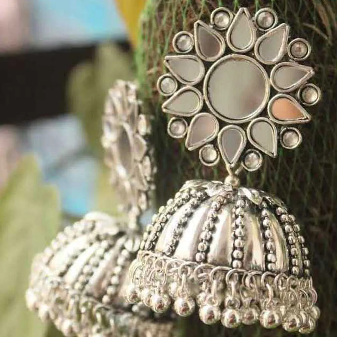 Combo of 2 Golden Chandbali and Mirror Stud Jhumki
