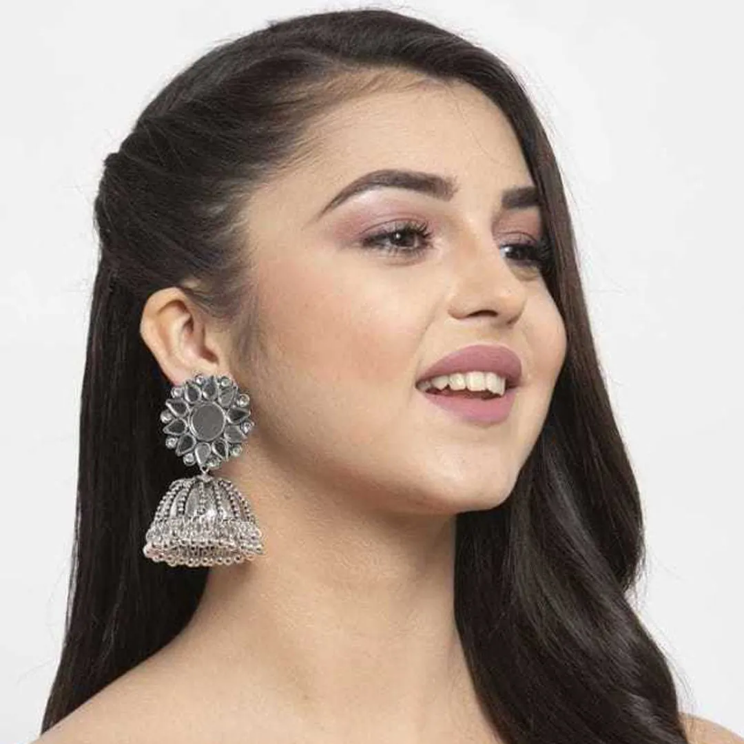 Combo of 2 Golden Chandbali and Mirror Stud Jhumki