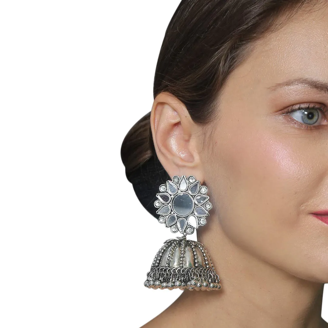 Combo of 2 Golden Chandbali and Mirror Stud Jhumki