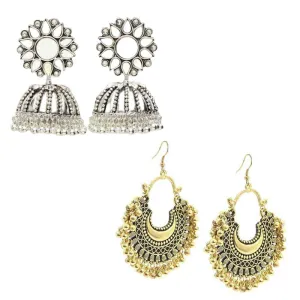 Combo of 2 Golden Chandbali and Mirror Stud Jhumki