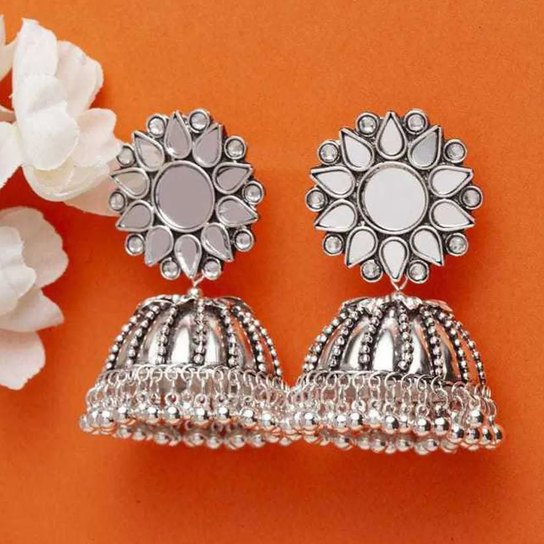 Combo of 2 Golden Chandbali and Mirror Stud Jhumki