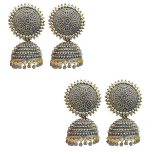 Combo of 2 Grey Pearls Drop Dome Shape Jhumki