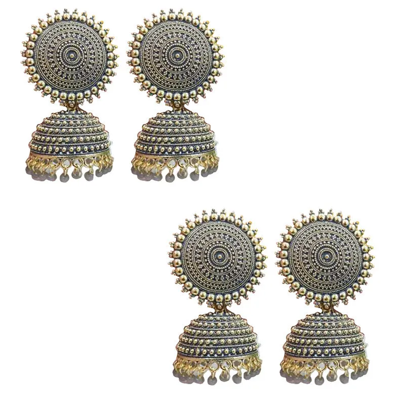 Combo of 2 Grey Pearls Drop Dome Shape Jhumki