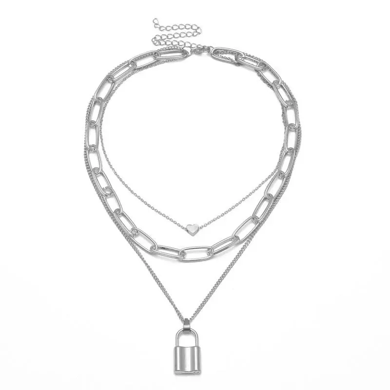 Combo Of 2 Layered Leaf Heart Lock Pendant