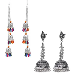 Combo of 2 Peacock Jhumka and Ghungroo Earrings