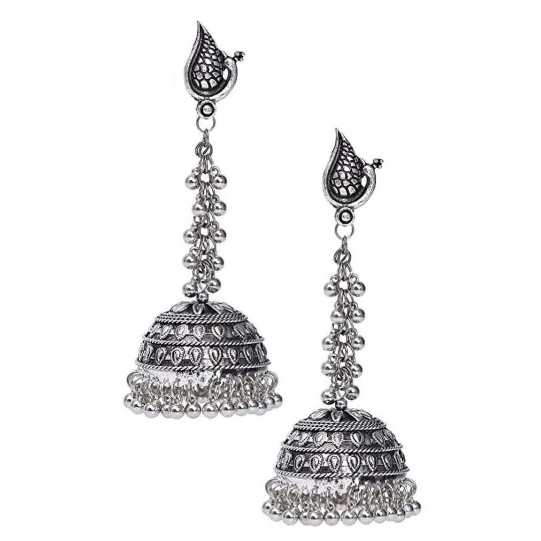 Combo of 2 Peacock Jhumka and Ghungroo Earrings