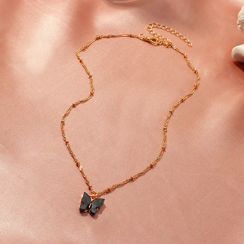 Combo of 2 Purple Crystal and Black Butterfly Pendant